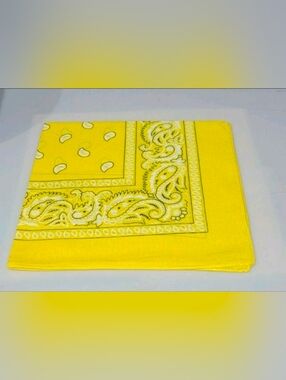 Lot of 10 NEW 100% Cotton Yellow Paisley Bandanas - Scarf, Head Wrap